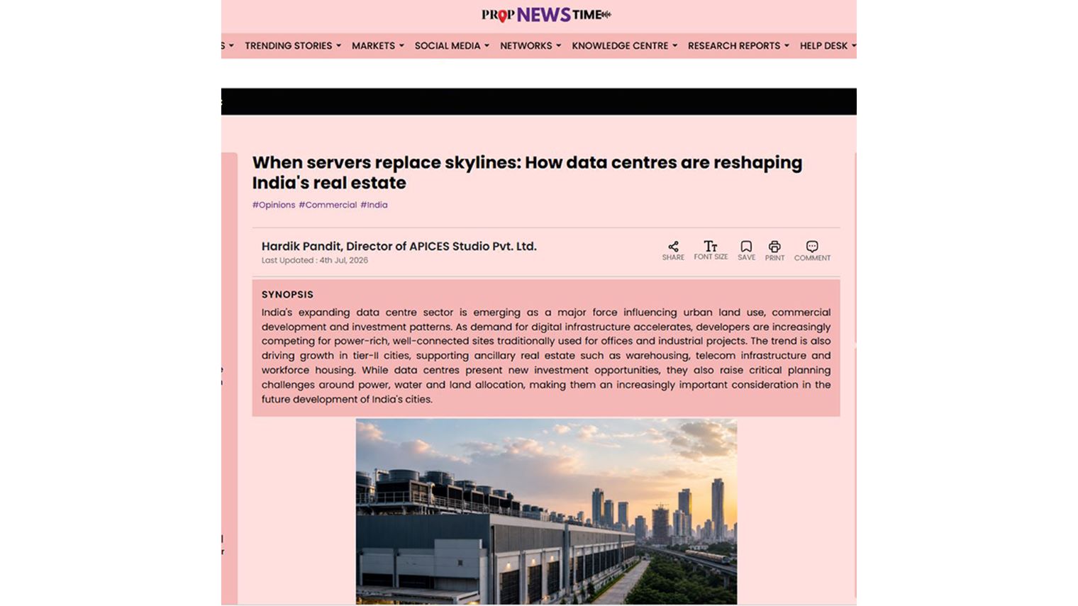Hardik Pandit: When Servers Replace Skylines — How Data Centres Are Reshaping India’s Real Estate